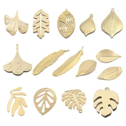 Raw Brass Leaf Charms Textured Plant Monstera Leaves Charm for Jewelry Making Diy Necklace Boho Hippie Earring Bracelet Findings