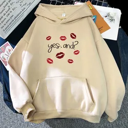 Yes,and? New Song Printing Hoodies Red Lips Cartoon Graphic Sweatshirts Streetwear Casual Men/Women Clothing Winter Warm Hooded