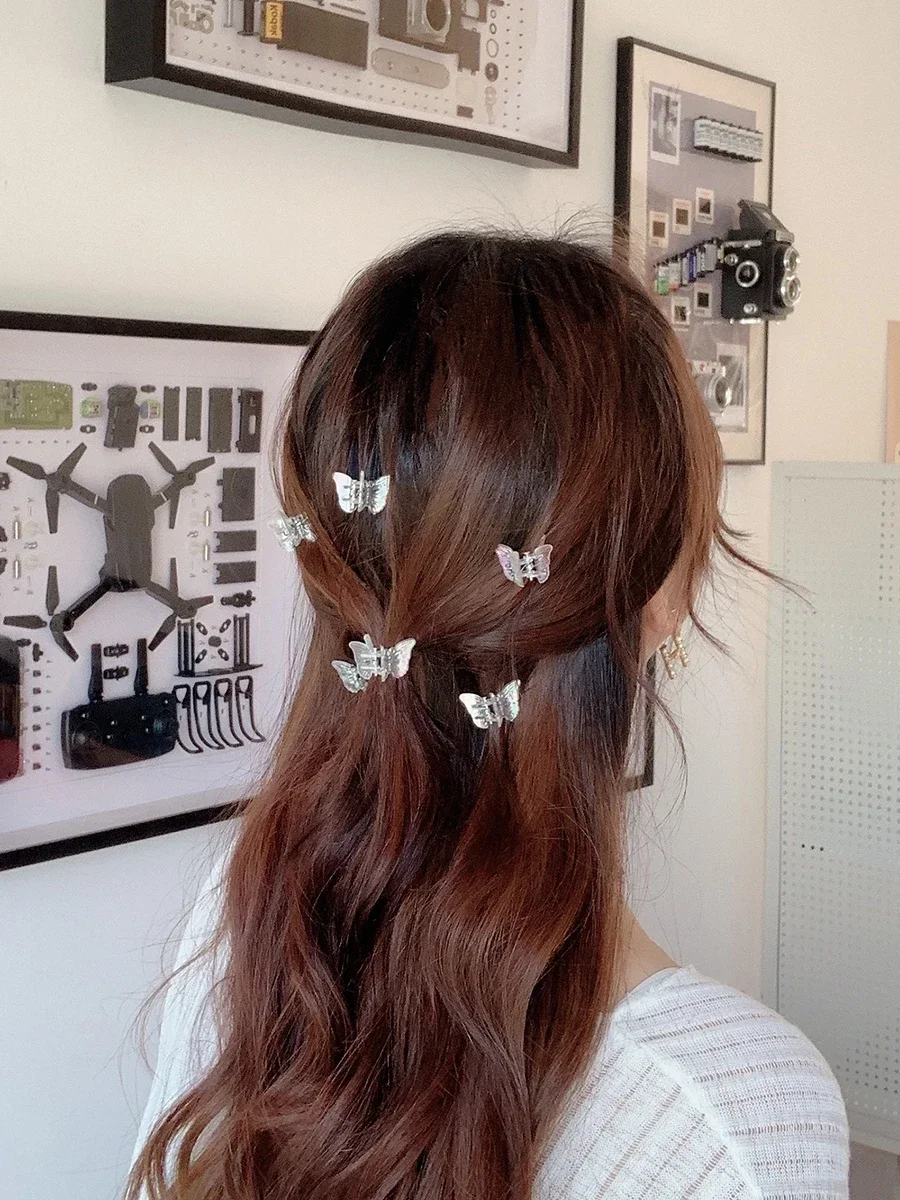 1-20pcs Korean Sweet Butterfly Flower Hair Claw Trendy Transparent Dazzle Mini Hair Clip Claws For Women Girls Hair Accessories