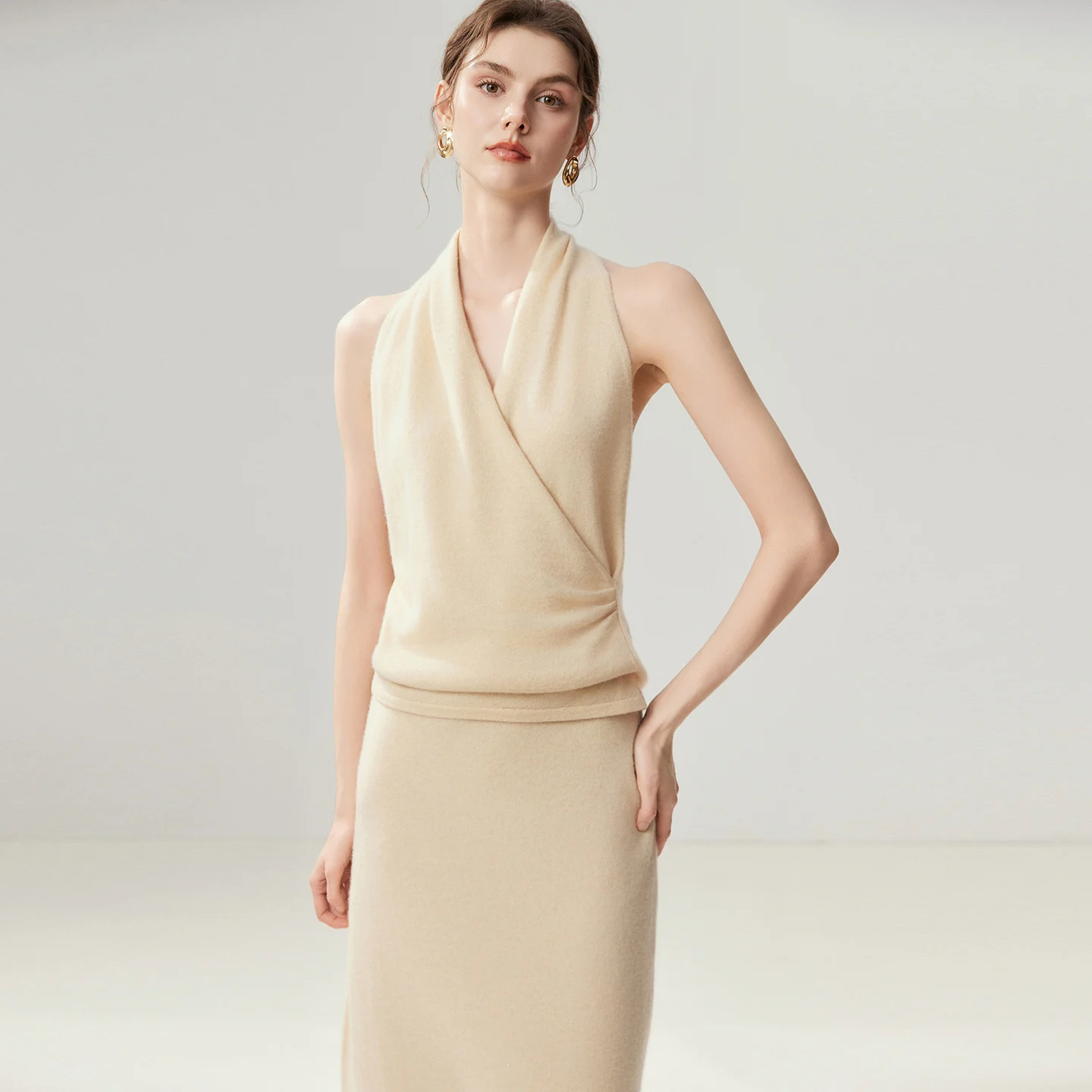 New Solid Color Sweater Women's Cross Camisole Vest Sleeveless Pullover 100% Cashmere Knitwear Waistcoat Autumn And Winter Top
