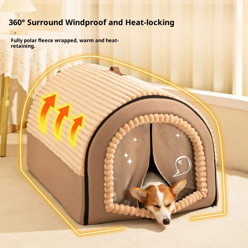 Casa cerrada para perros pequeños y medianos, cálida lavable - imagen 5