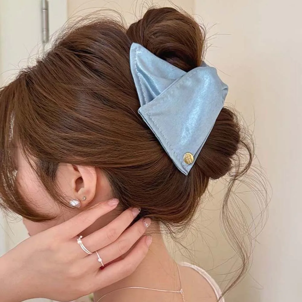 

Fashion Elegant Satin Triangle Shark Clip Korean Style Plastic Cloth Hair Claw Polyester 13 CM Women Hairgrips Party