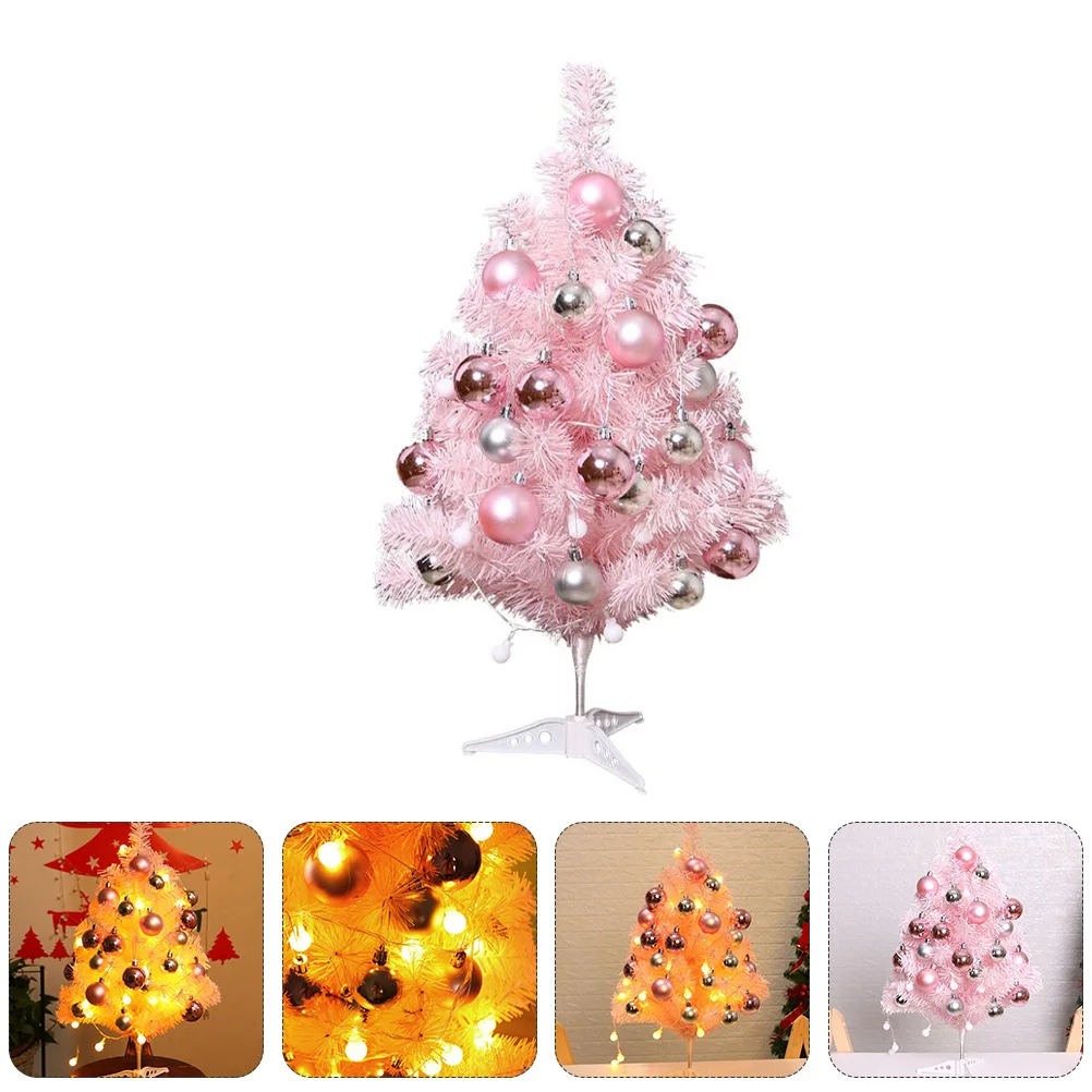 

1Set Pink Mini Xmas Tree Luminous Desktop Christmas Tree Party Decoration Tabletop Christmas Decor Ornament Luminous Adornment