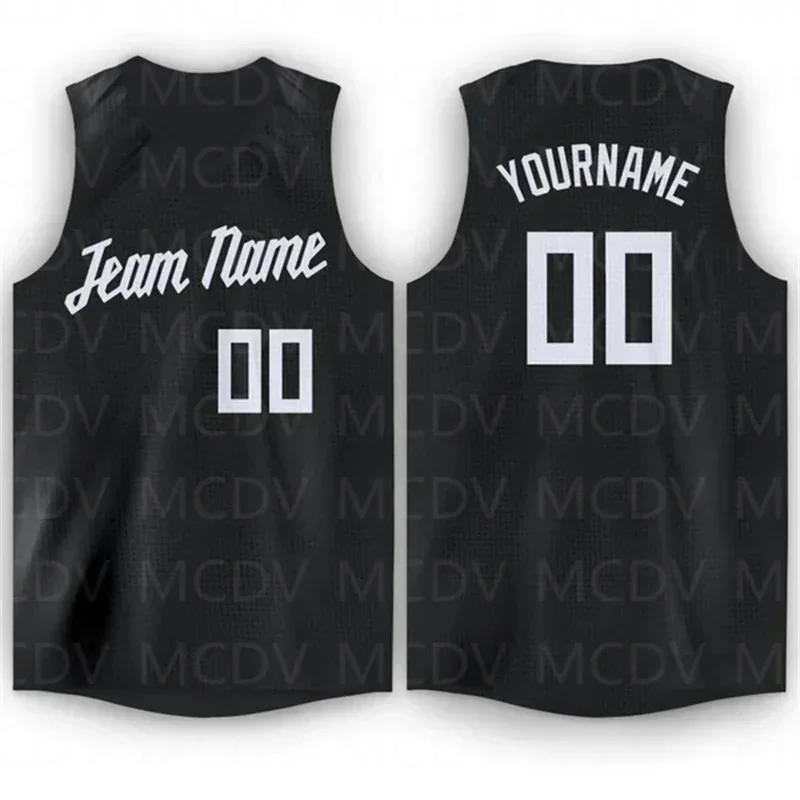 

Custom Black White V-Neck Basketball Jersey 3D Print Team Name Number Vest Game Practice Clothes Adult/Youth