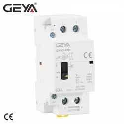 GEYA Manual Contactor 2P 63A 2NOor 2NC Household Modular DIN Rail AC Contactor AC220V Manual Operation