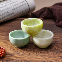 1pc Natural crystal original stone jade tea cup Kung fu cup white jade Xiuyan jade wine cup tea set Lantian jade cup