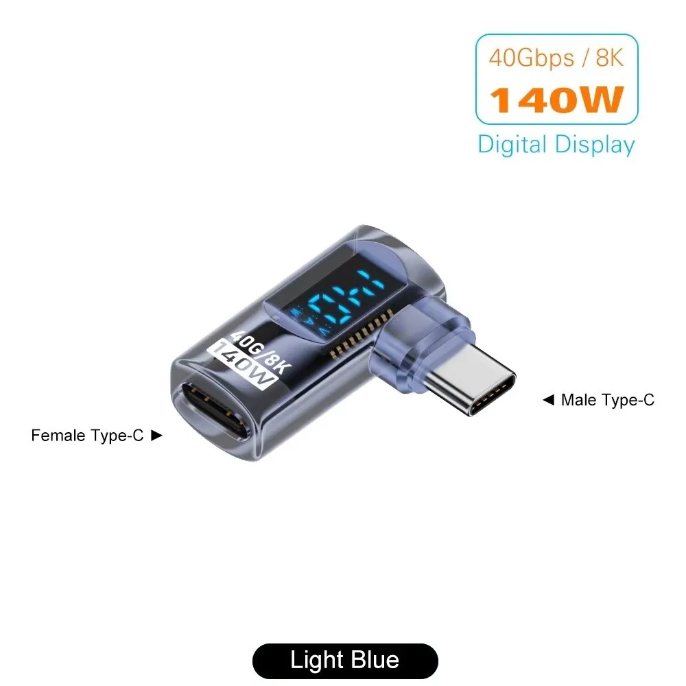 90 Degree USB-C Adapter Right Angle U Shape USB-C Male To Female Connector Digital Display LED Display USB4 Type C Adapter