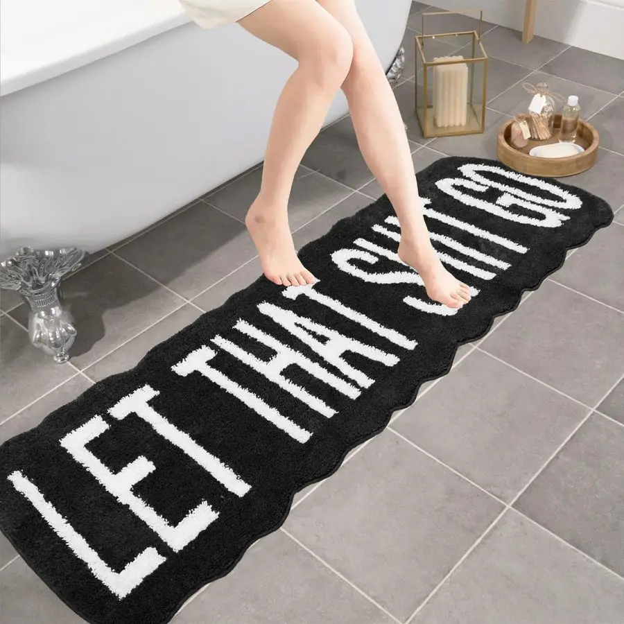 

Fun Bath Mat Long Bathroom Rug Soft Funny Decor for Bedroom, Restroom Non Slip Water Absorbent Cute Runner Rugs for Sink Bathtub