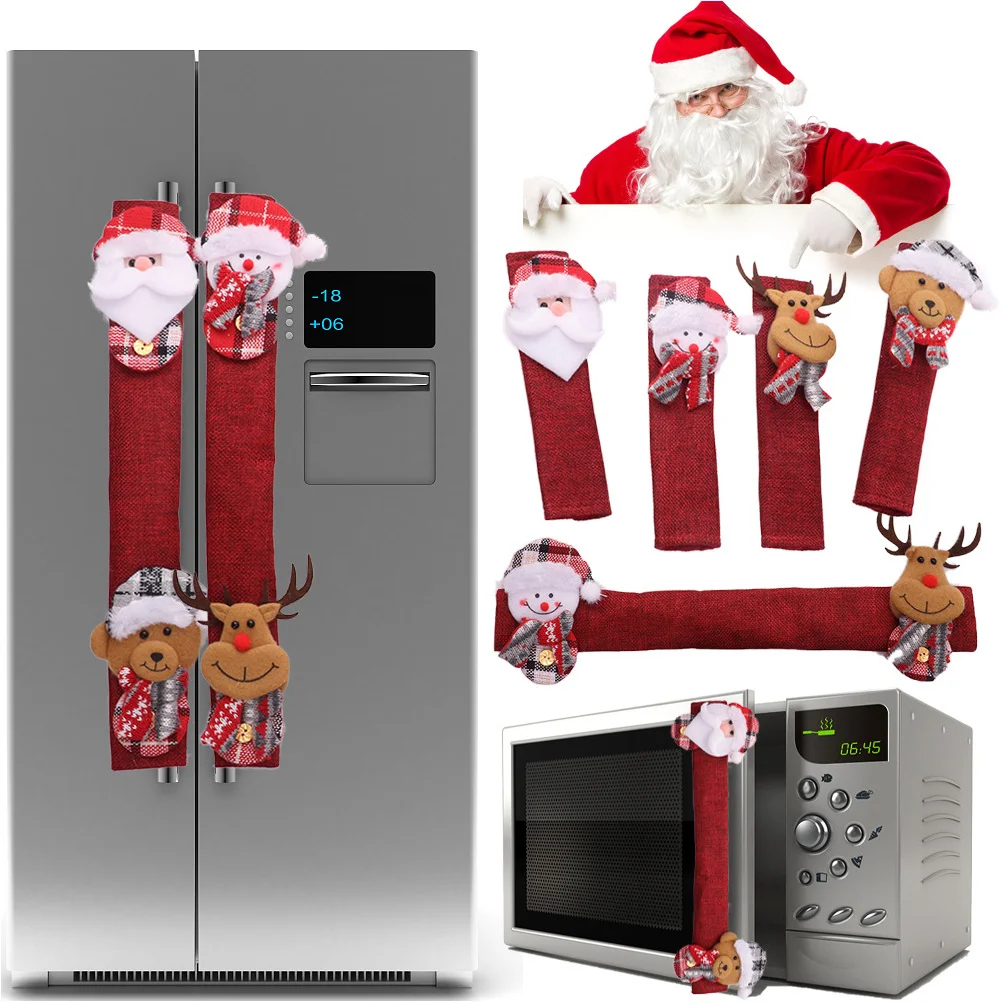 

8Pcs Fridge Handle Covers Washable Christmas Kitchen Decor Anti-Cold Stain Water Grease Protection for Appliances