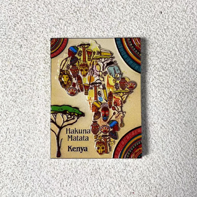 

3D Africa Kenya Map Refrigerator Magnets, Colorful Hakuna Matata Design, Home & Room Decor, Cute Fridge Magnets