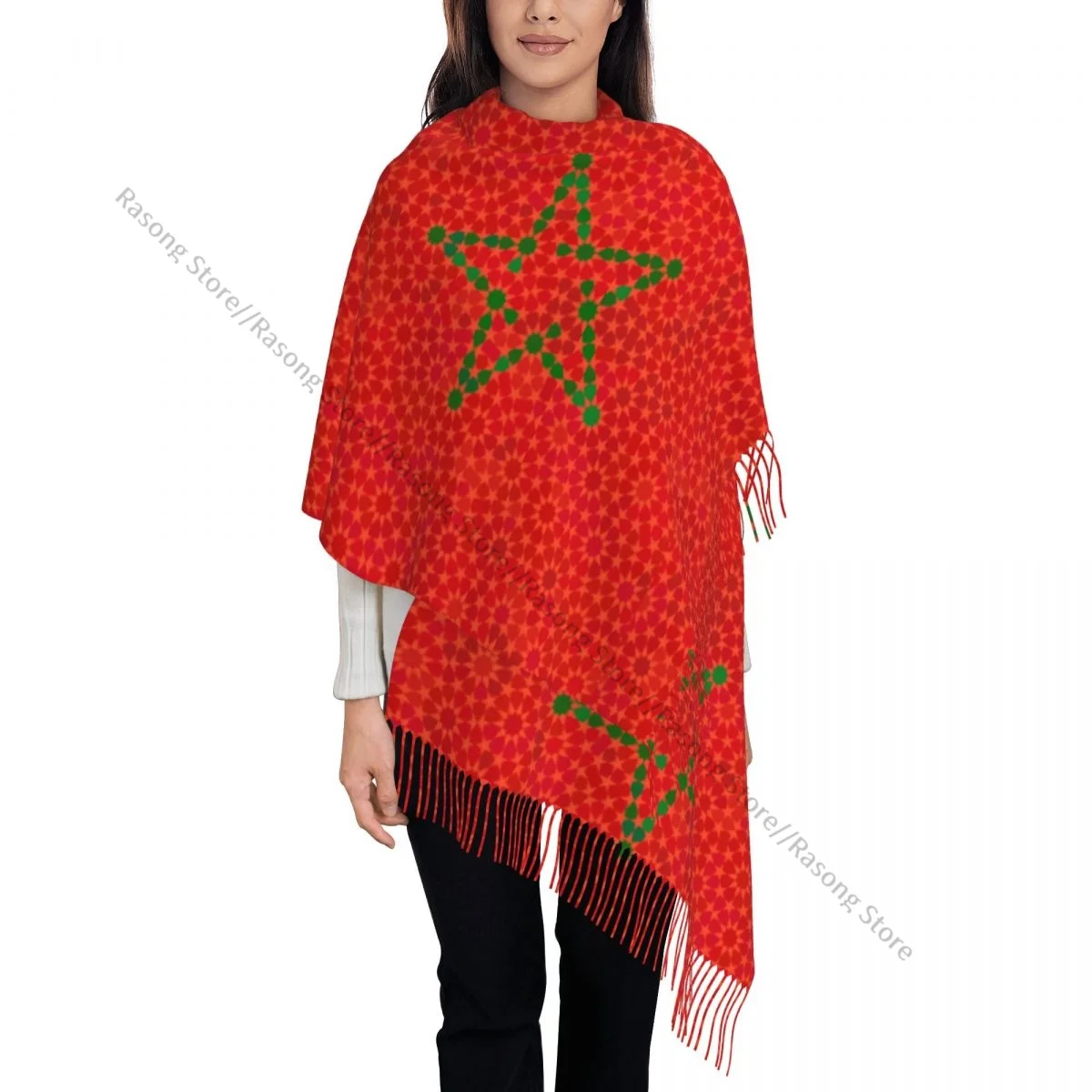 Tassel Scarf Large 196*68cm Pashmina Winter Warm Shawl Wrap Bufanda Female Morocco Flag With Traditional Moorish Scarves