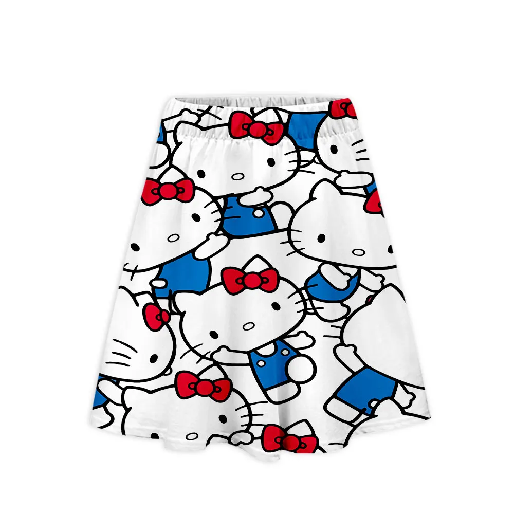 Nieuwe Mini A-lijn Rokken 2022 Vrouwen Zomer Student Korte Knielengte Harajuku Casual Kat Cartoon Kawaii Print Roze Elegante Partij