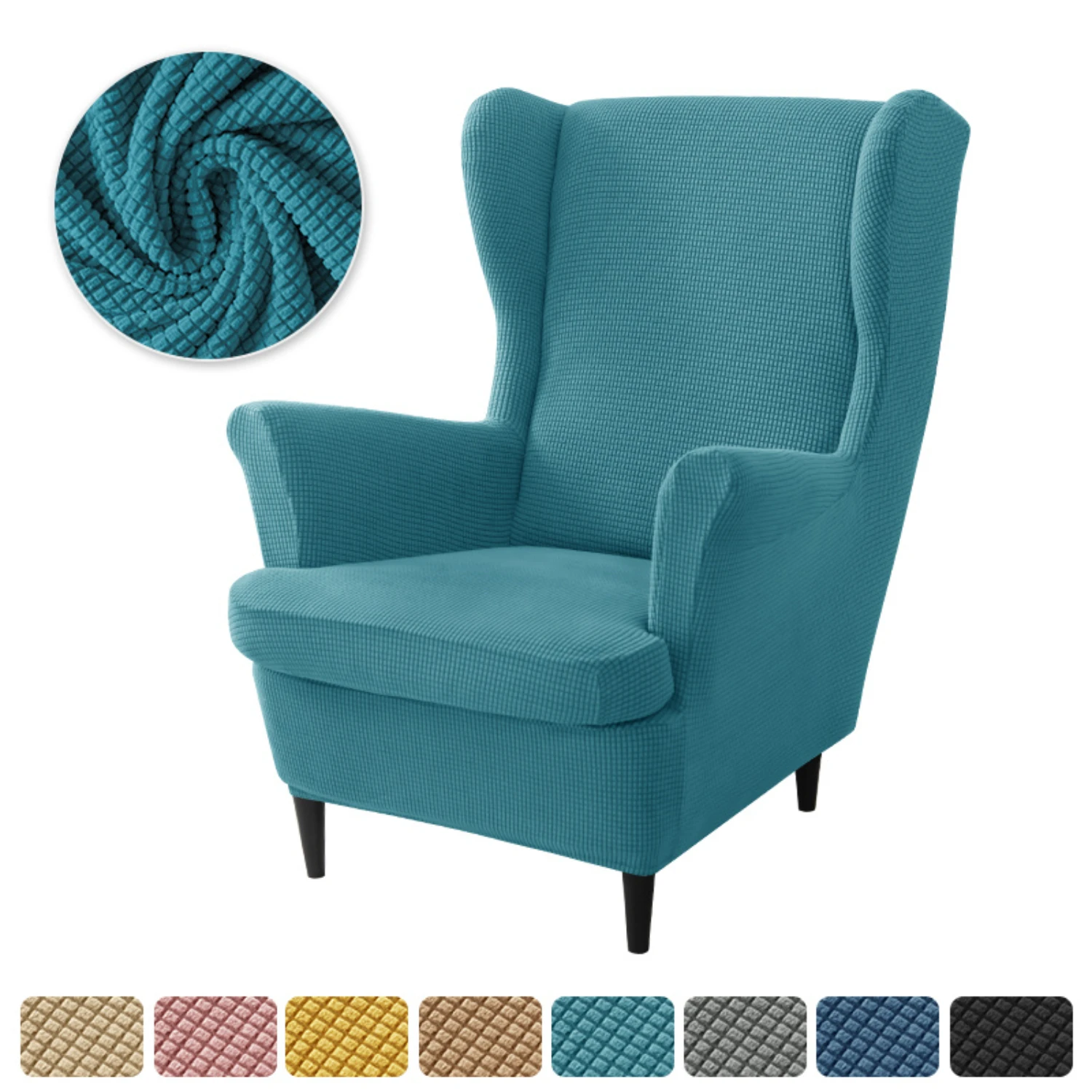 Luxurious, elegant and stylish wing chair slipcover for a chic and opulent appearance - Soft and comfortable polar fleece sofa c