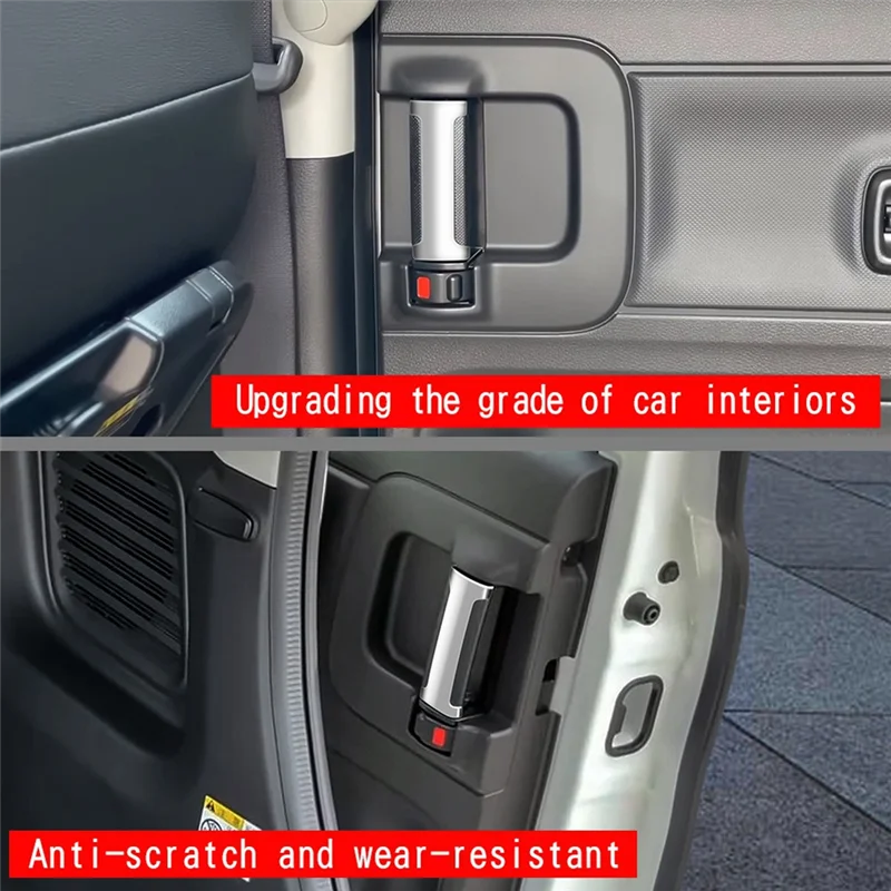 

NEW-Car Middle Door Inner Handle Button Trim Sticker For Suzuki SPACIA Custom MK04 2017-2024 Car Replacement Parts Silver