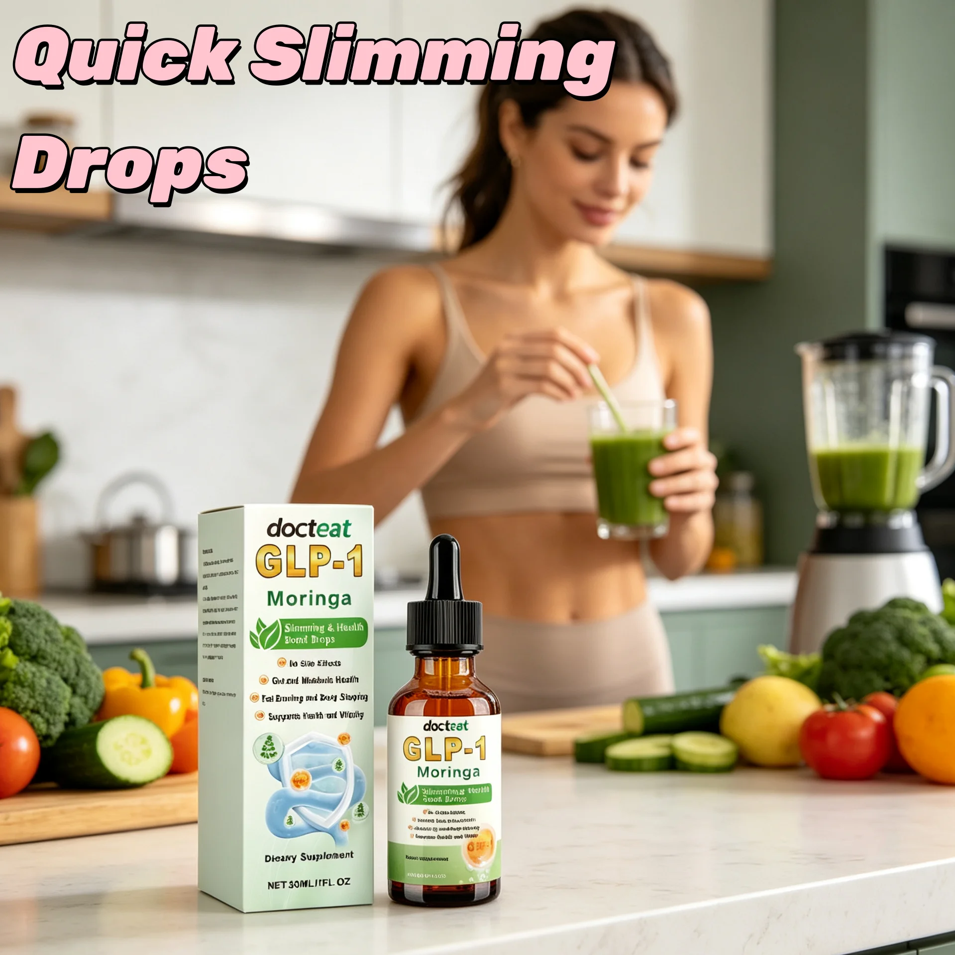 Natural GLP1 Slimming Drops Sublingual Fat Loss Drops Reduce Belly Cravings Blood Sugar Balance Weight Management