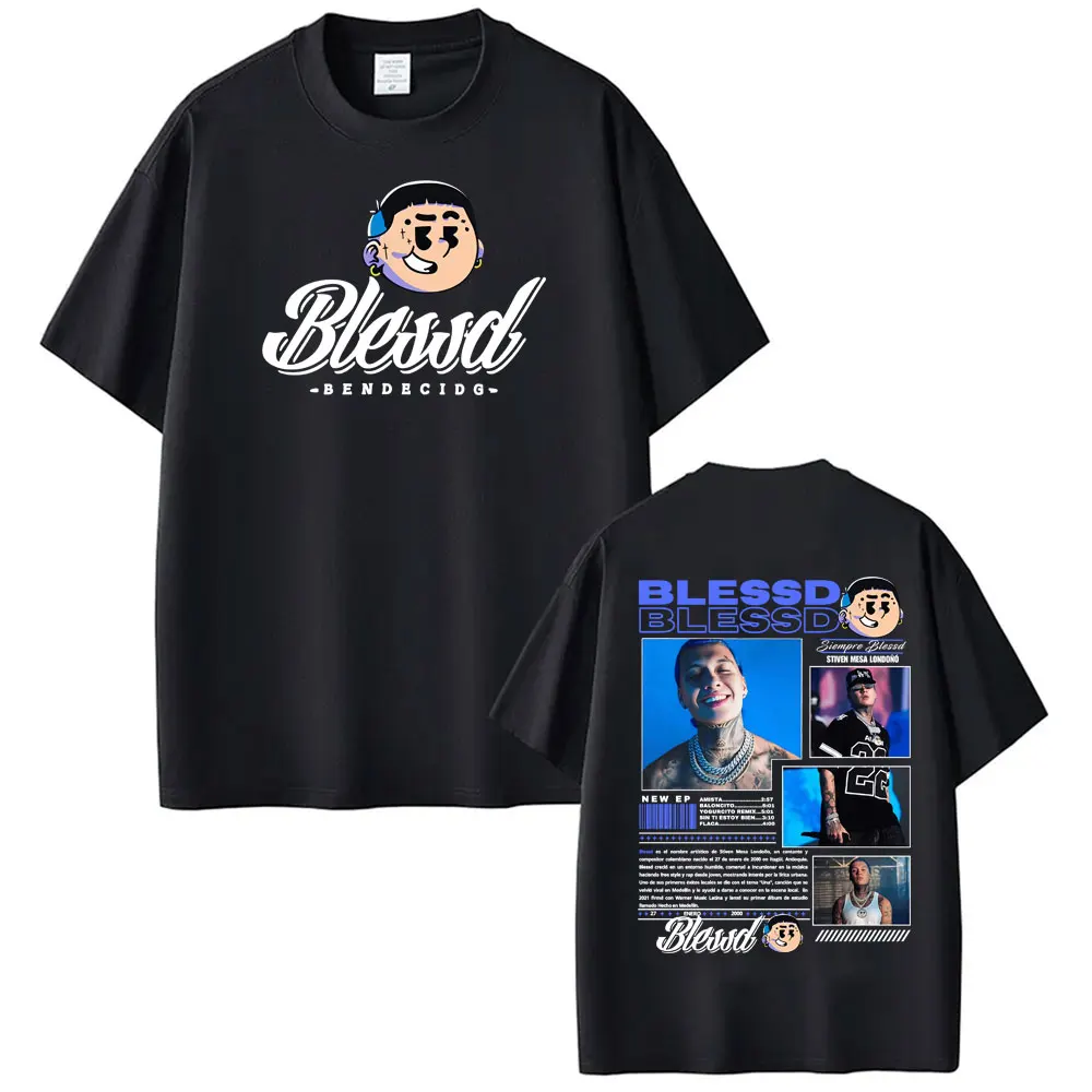 Blessd El Bendito álbum Tour 2026 camiseta gráfica hombres mujeres gran oferta camisetas clásicas de gran tamaño Vintage moda Hip Hop camiseta