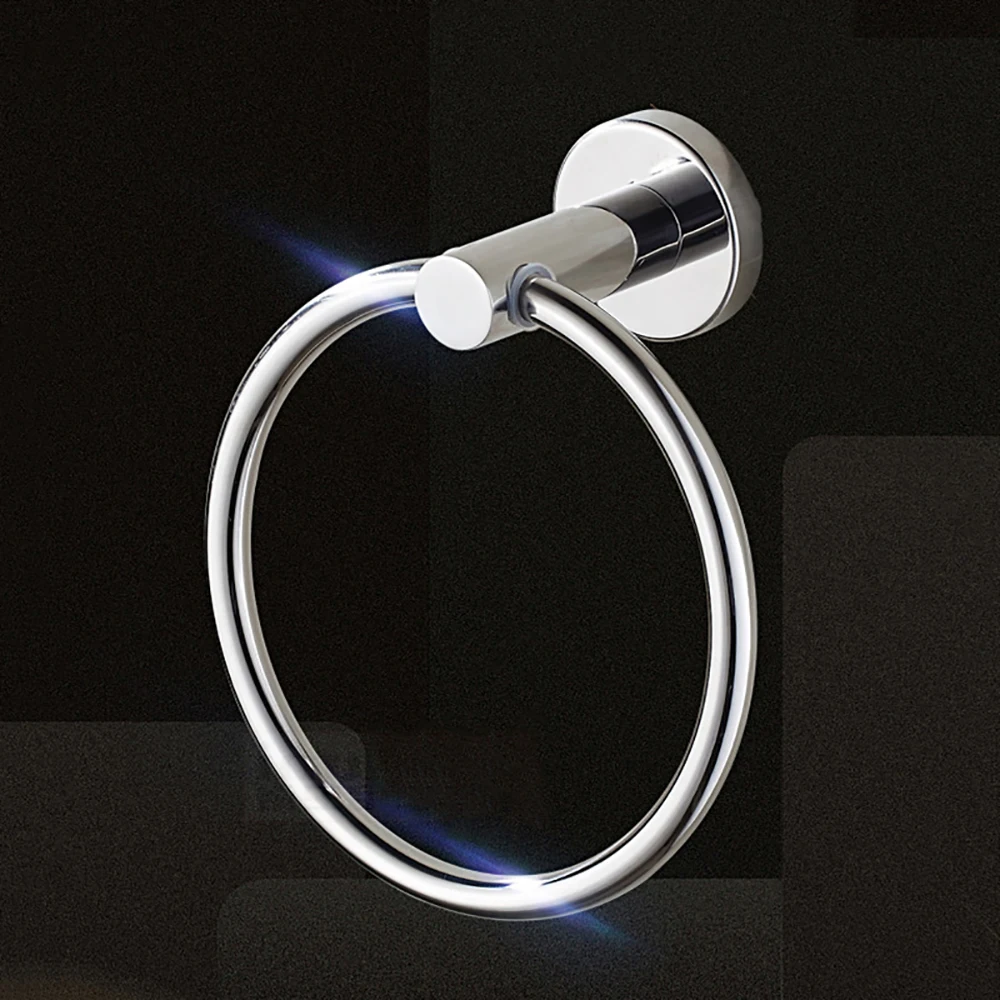 

Stainless Steel Towel Holder Self-adhesive Bathroom Towels Rack Black Washhand Hanger Ring Rail Bar Kitchen Storage Accessories