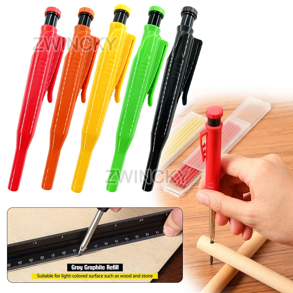 

Solid Carpenter Pencil Set Woodworking Tools Mechanical Pencil 3 Colors Refill Construction Job Tools Carpentry Marking Scriber