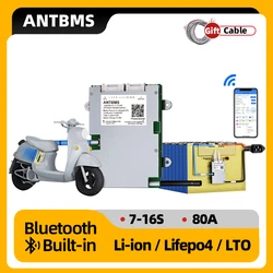 ANT BMS smart bms 7S to 16S For Lithium Battery With Bluetooth Buint-in 80A 200A Li-Ion LiFePo4  LTO Balance Board 10S 12S 14S