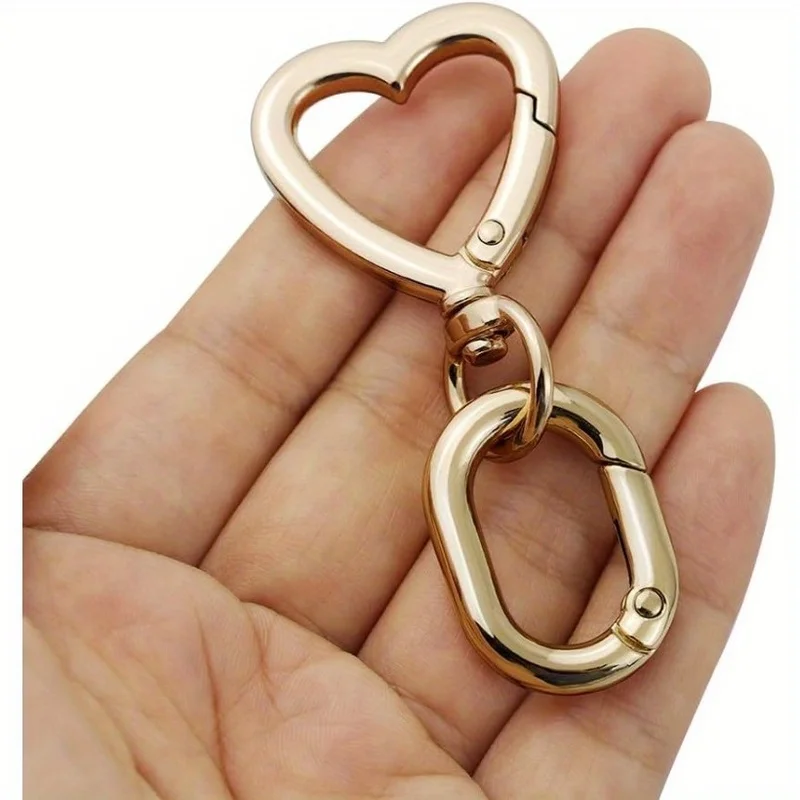 2 sets Metal Heart Swivel Spring Clasps Carabiner Buckle Key Chain Hook for Handbag DIY Bags Key Rings and Craft Making