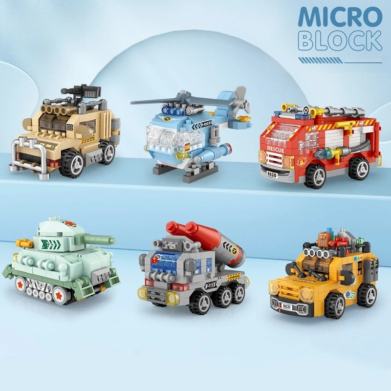 

Construction vehicle Military Vehicle Series Micro-Particle Building Blocks Educational toy gift Fire Truck Aircraft Tank