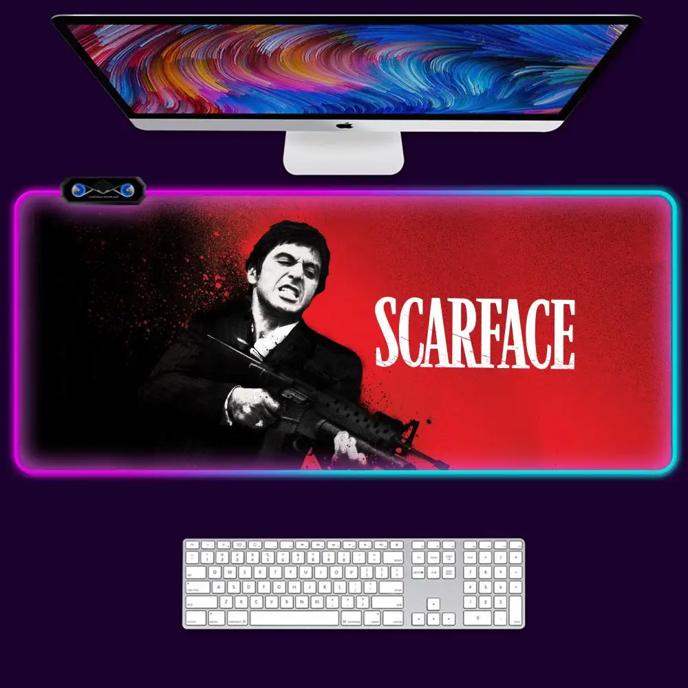 The World Is Yours Scarface Mouse Pad Gamer Rgb Desk Mat Back Light Led Mousepad Setup Gaming Accessories Deskmat Big Mousepepad