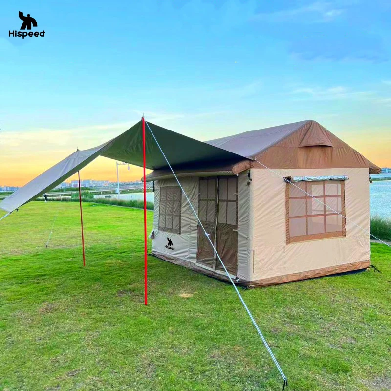 Portable 6-Person Waterproof Inflatable Camping Tent Easy-to-Set 4-Season House For Hiking Blow Air