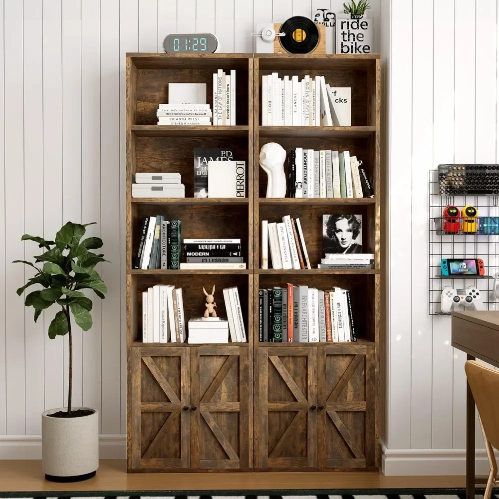 

71.5"Tall Bookshelf and Bookcase Set of 2,Wooden Bookshelves with Cabinet Doors, 6-Tier Bookshelves (2 Pack,6-Tier)