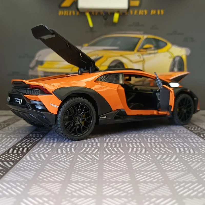 1:24 ornamento de modelo de carro de liga Lamborghini STO, absorção de choque, direção, rebote, som e luz, presente de supercar
