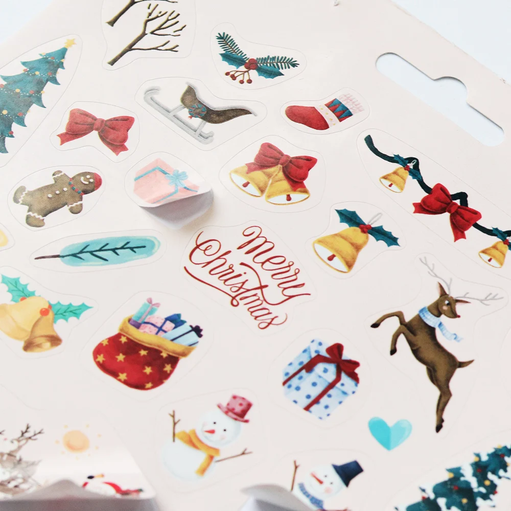 Creative Path 200 Stück Selbstklebende Scrapbooking-Weihnachtsaufkleber 6 Blätter Frohe-Weihnachten-Aufkleberbuch für Journaling und Kartengestaltung – Detail 16