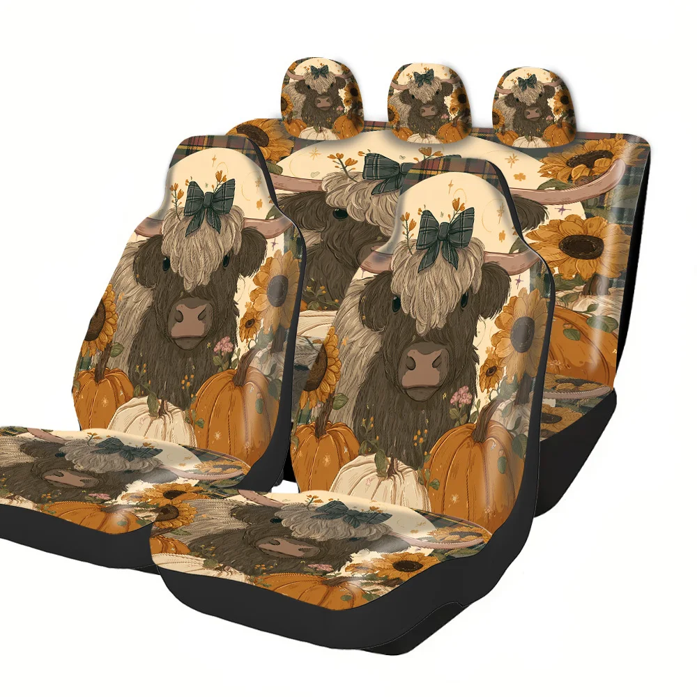 

2-5 Seat Set Car Seat Covers - Black War Horse Print, Polyester Fabric, Easy Install & Washable, Non-Slip & Absorbent, Universal
