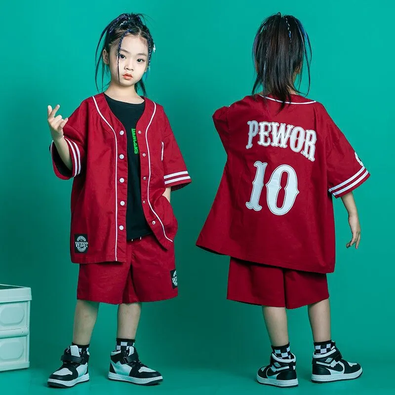 子供用ストリートダンスヒップホップ衣装夏の流行服男の子女の子ダンスパフォーマンス衣装子供用モダンダンスアパレル