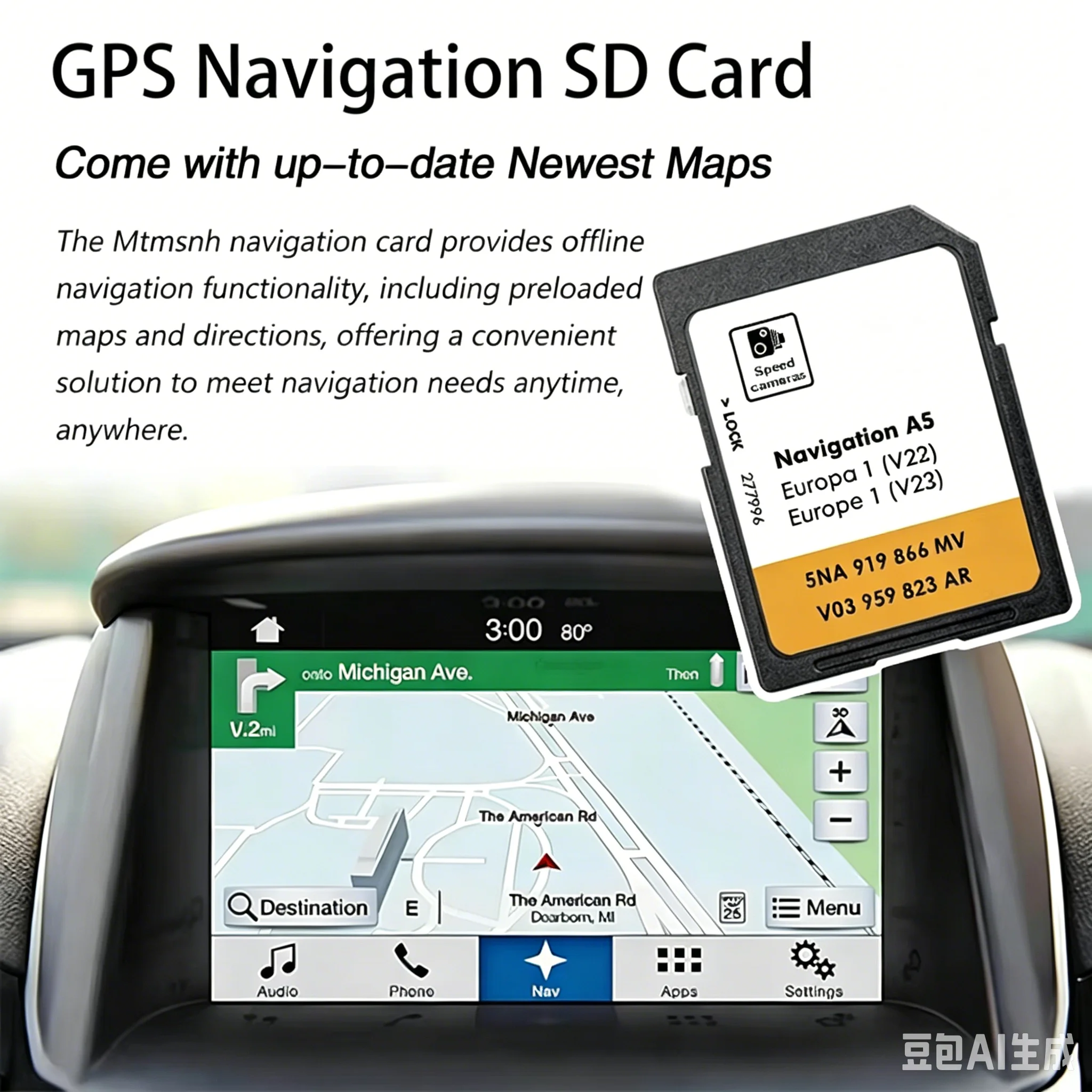 Najnowsza karta SD V23 2026 z mapami Europy do Volkswagen MIB2 Discover Media Map Sat Navi z naklejkami przeciwmgielnymi na lusterka wsteczne. — zdjęcie produktu 5