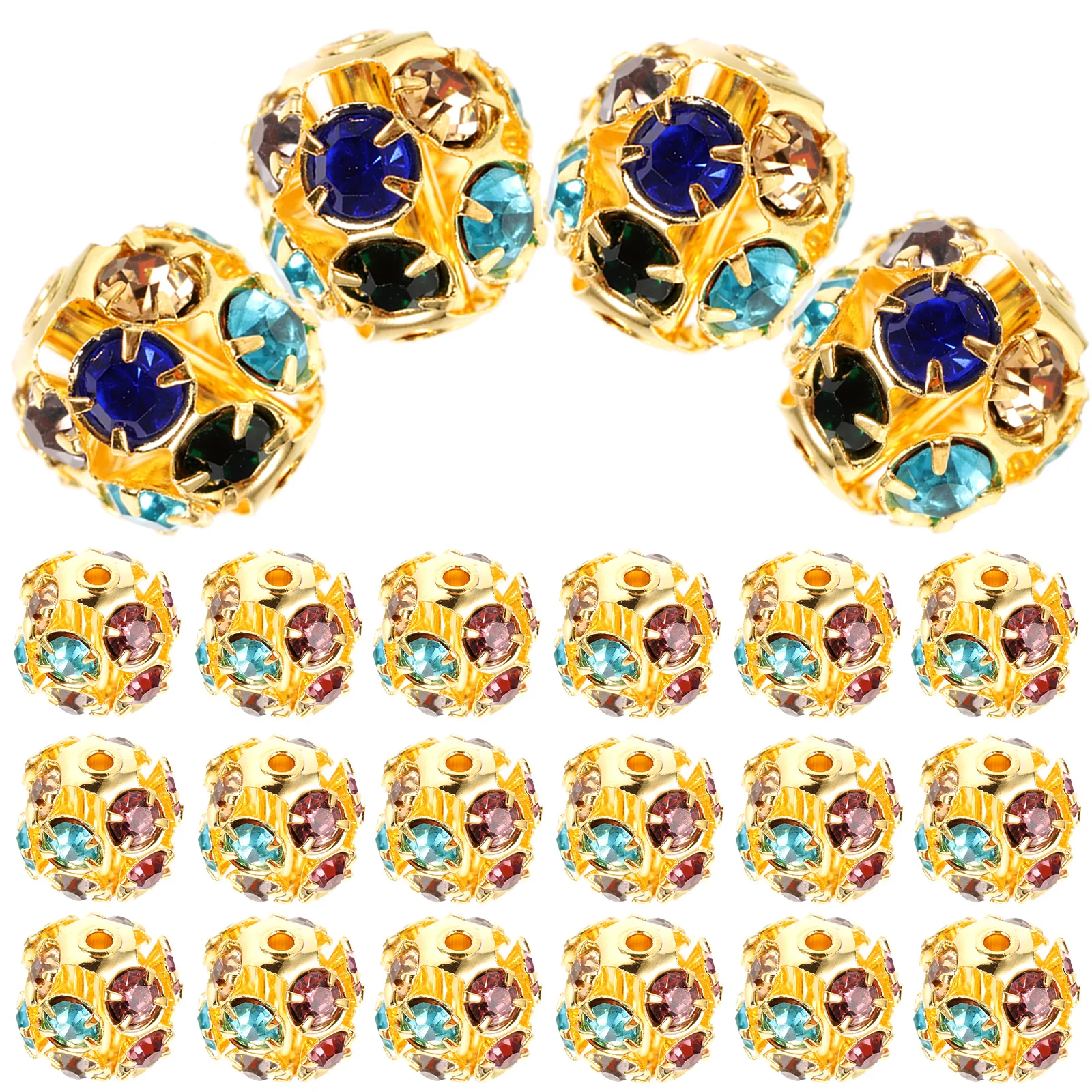 

90 Pcs Drill Ball Spacer Beads Large Hole Loose Charm Jewelry Bracelet DIY Craft Making Rhinestone Necklace Decorative for H
