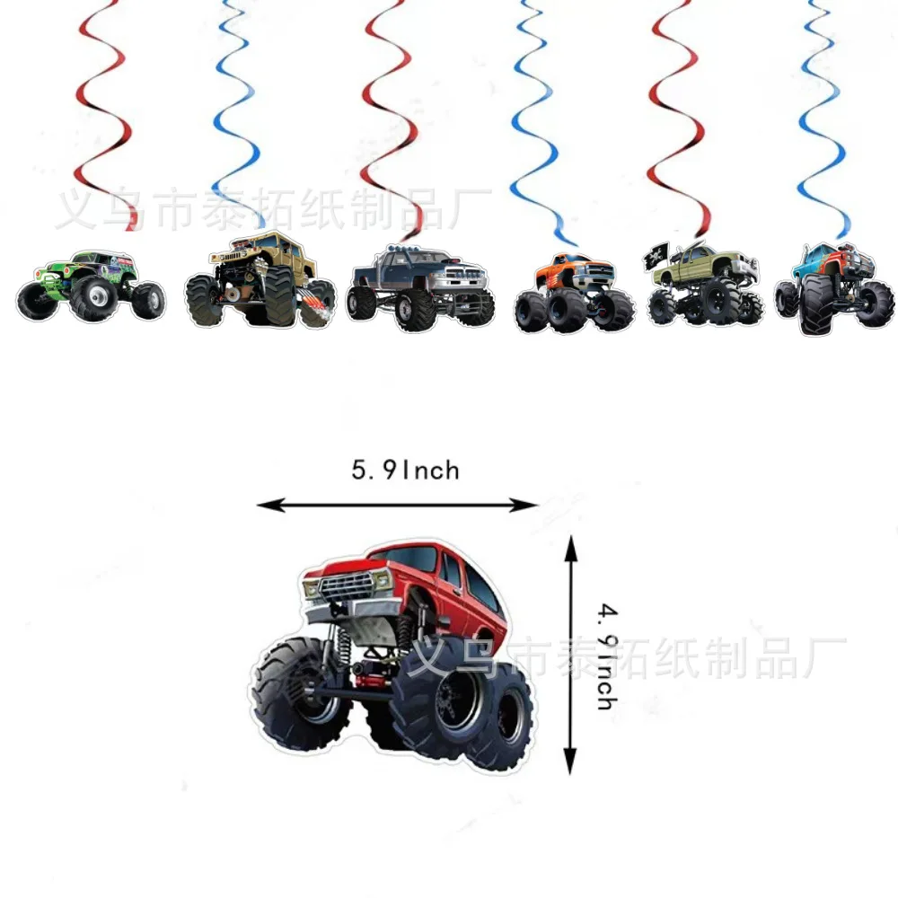 Monster Truck Cupcake Toppers Boys Truck Theme Birthday Party Decorations Supplies Racing Car Kids Baby Shower Truck Cake Topper