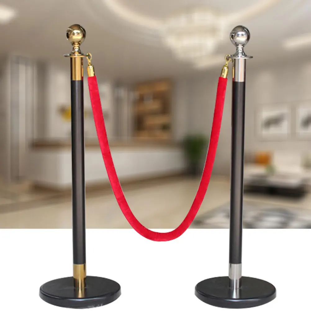 2Pcs Red Rope Barrier Rope With Hooks For Hotel Management Stanchions Crowds Control Queue Lobby Museum Lanyard