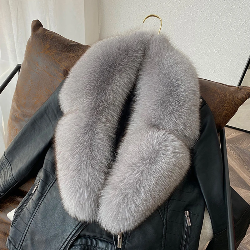 

Luxury 100% Real Fox Fur Suit Collar Women Neck Warm Scarf Decorate Winter Coat Natural Fox Scarves Wraps Genuine Shawl Muffler