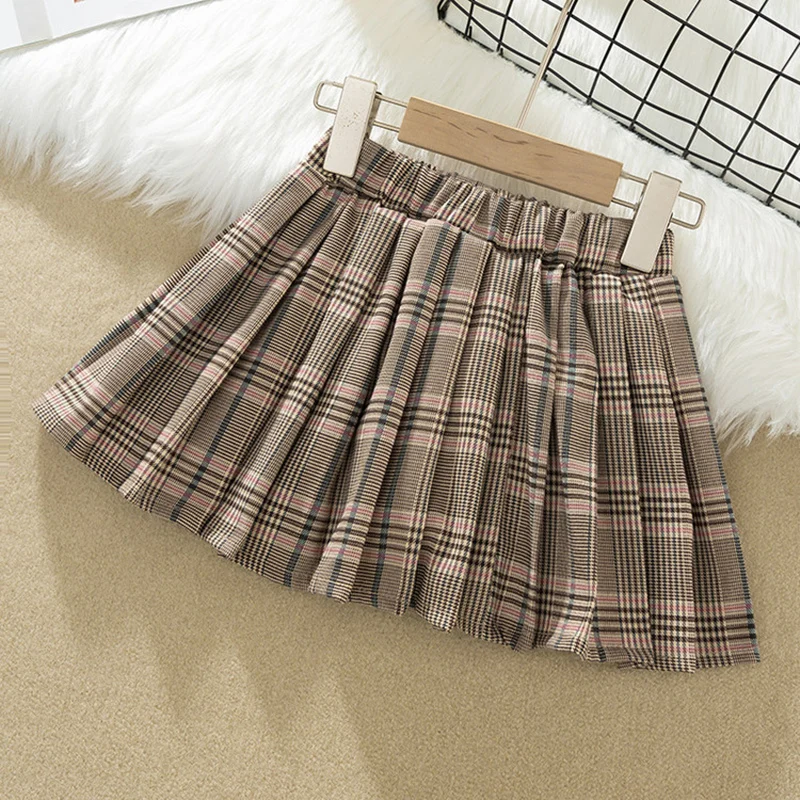 Fashion Wedding Kids Suit for Girls Formal Pant Suits for Teenager 2PCS Blazer Set Brand Plaid Children Wedding Jacket Skirt Set