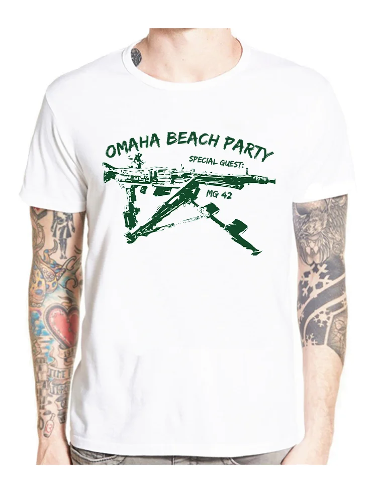 New Summer Fashion T-Shirt MG42 OMAHA BEACH PARTY WW2 CULT Germany German  playera para hombres modal Tee Shirt