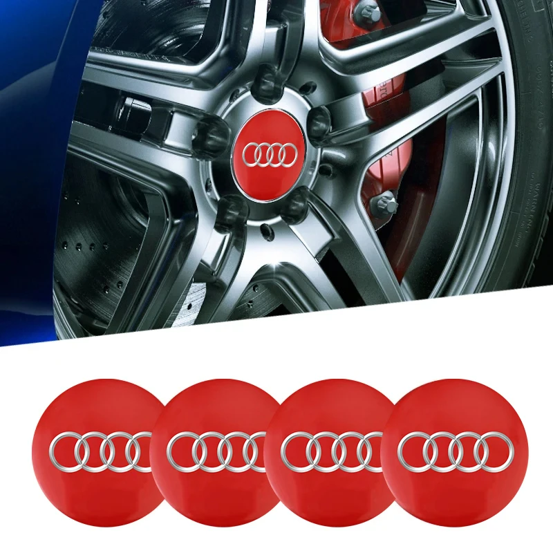 4Pcs Car Wheel Hub Center Cap Metal Emblem Stickers For Audi Quattro Sline A3 A4 A6 A5 Q5 A1 Q7 Q3 Q2 Q8 A7 A8 TT S1 SQ5 RSQ3