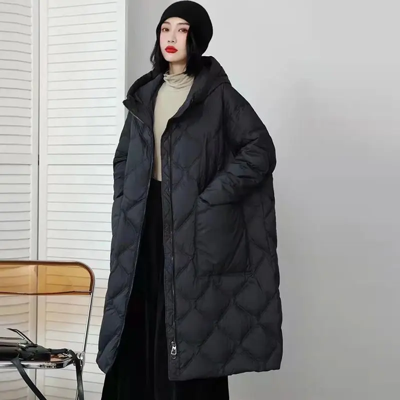 

2025 European Winter New Women's Down Jacket Commuter Hoodie Retro Oversized Down Jacket
