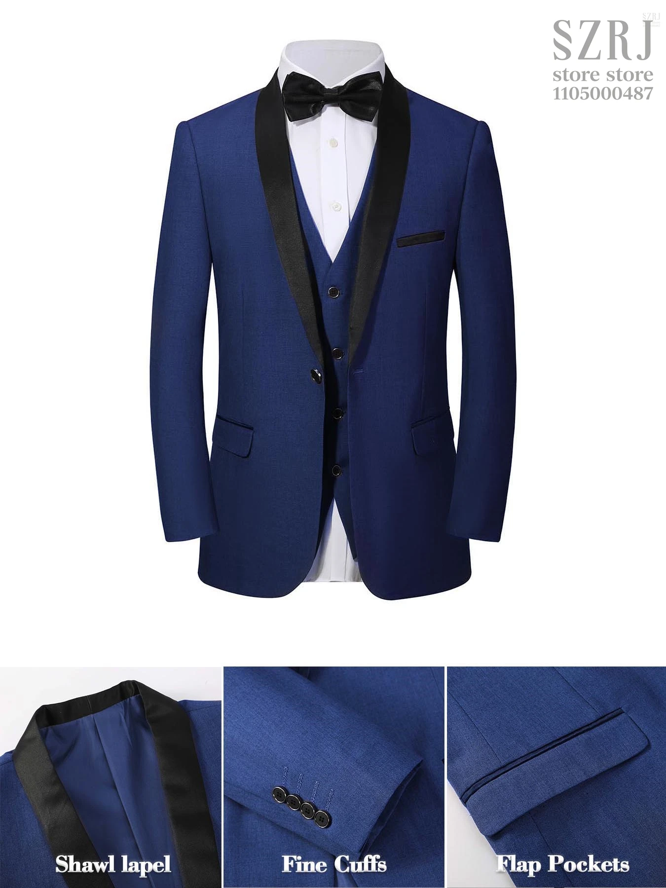 Terno masculino de 4 peças: jaqueta, calça, colete e gravata dourada. Elegante, conciso, multifuncional. Para negócios, banquetes, casamentos.