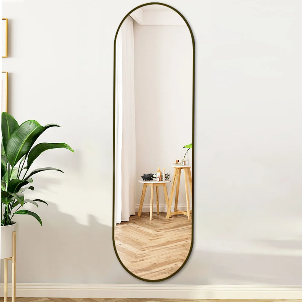 Black 150cm Oval Full Length Wall Mounted Mirror