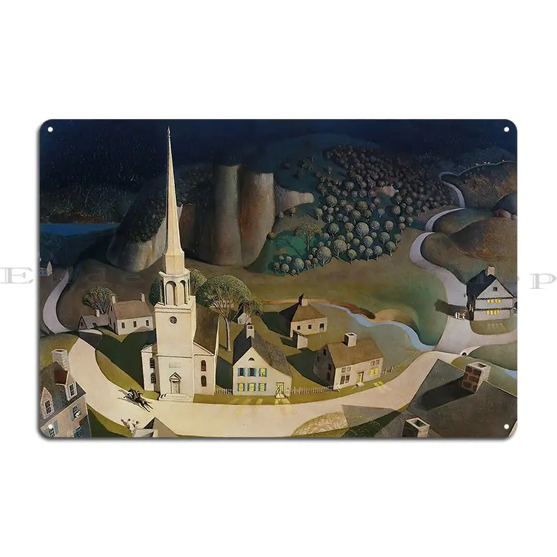 grant wood the midnight ride of paul revere 1931 Metal Sign Garage Design Pub Home Club Tin Sign Poster