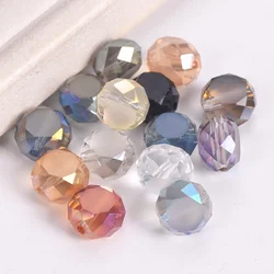 10pcs Flat Round (Rondelle) 12mm 14mm Faceted Crystal Glass Loose Beads For Jewelry Making DIY Crafts