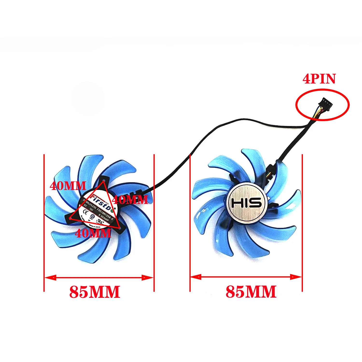 2pcs 85mm FDC10H12S9-C FDC10U12S9-C RX570 GPU 쿨러 HSI RX 470 480 570 RX470 RX480 RX570 그래픽 냉각 팬