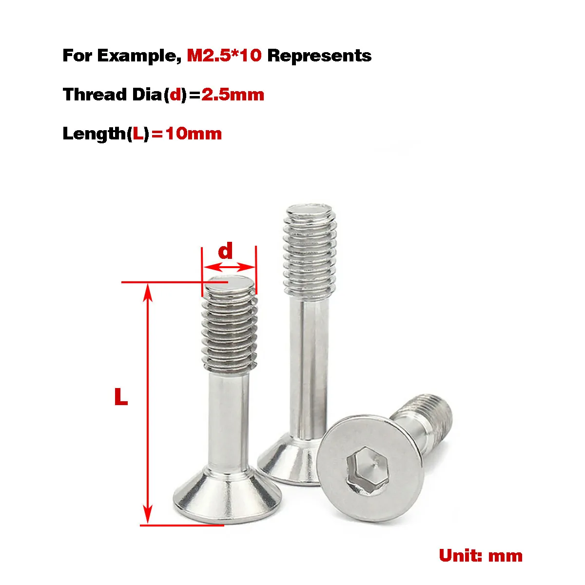 304 Stainless Steel Countersunk Hexagon Socket Lock Screw