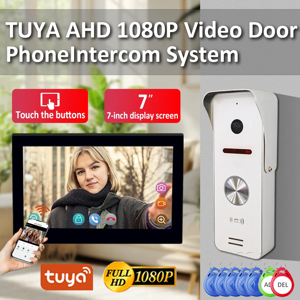 7-inch Wired Doorbell Visible Video Doorbell Camera Night Vision ID Unlock Door Phone Villa Home Remote Monitoring Unlocking