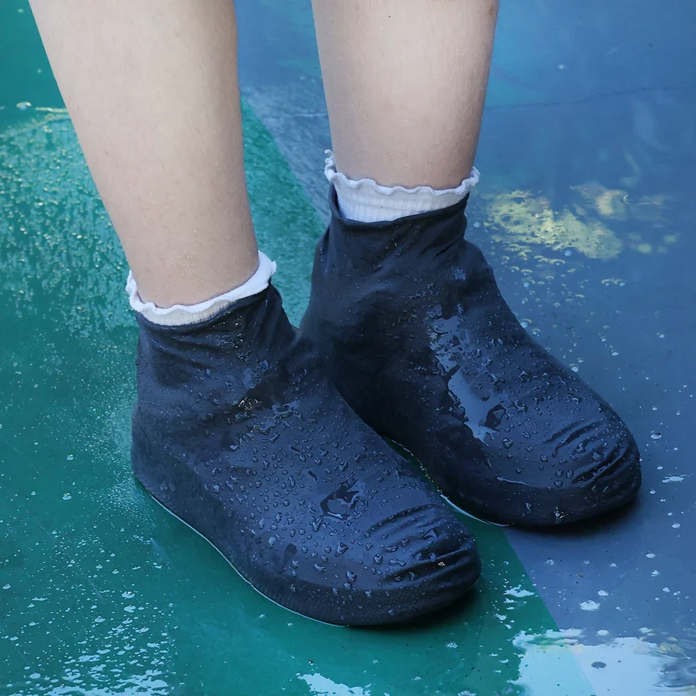 1/10Pairs Rain Shoes Covers Waterproof Outdoor Rubber Latex Reusable Non-slip Rain Boot Overshoes Walking Shoes Gear Cover