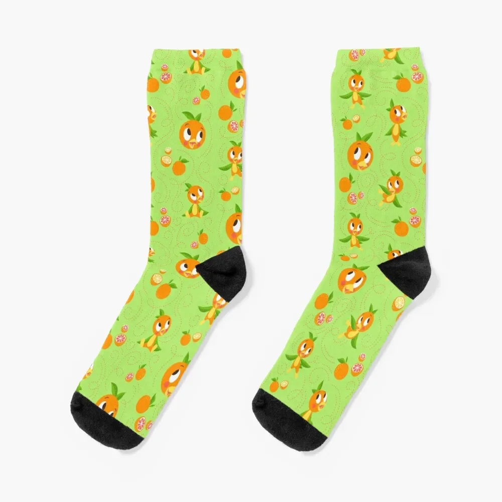 

Hello Sunshine! - Orange Bird (green background) Socks kawaii Novelties Men's Socks Women's